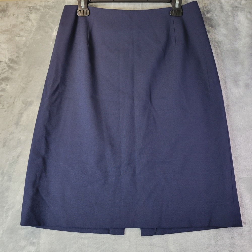 Pendleton Petite‎ Navy Blue Savvy Stretch Virgin Wool Pencil Skirt Size 10P Work
